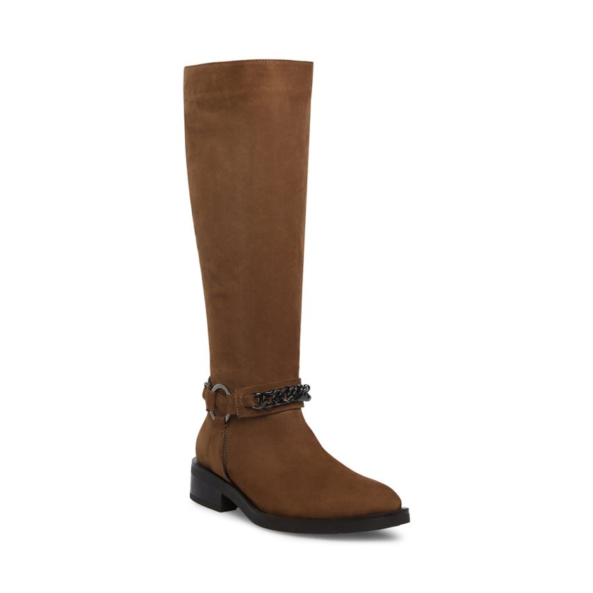 ψηλεσ μποτεσ γυναικεια Steve Madden Quin Nubuck καφε | GR-5O38EVA
