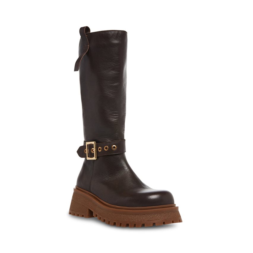 ψηλεσ μποτεσ γυναικεια Steve Madden Willow δερματινα σκούρο καφε | GR-4536FOS