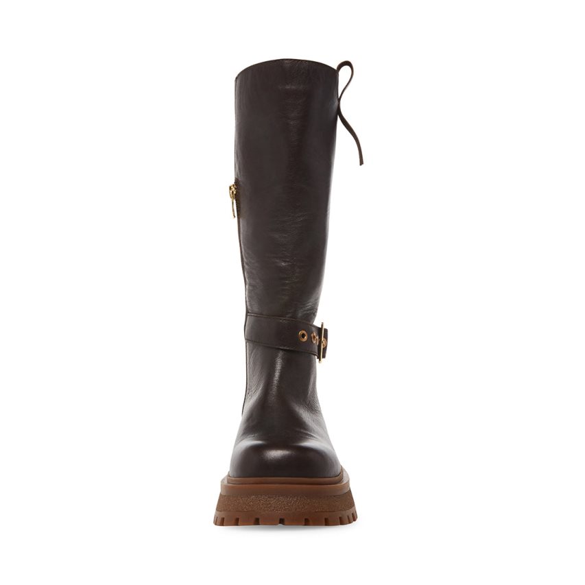 ψηλεσ μποτεσ γυναικεια Steve Madden Willow δερματινα σκούρο καφε | GR-4536FOS