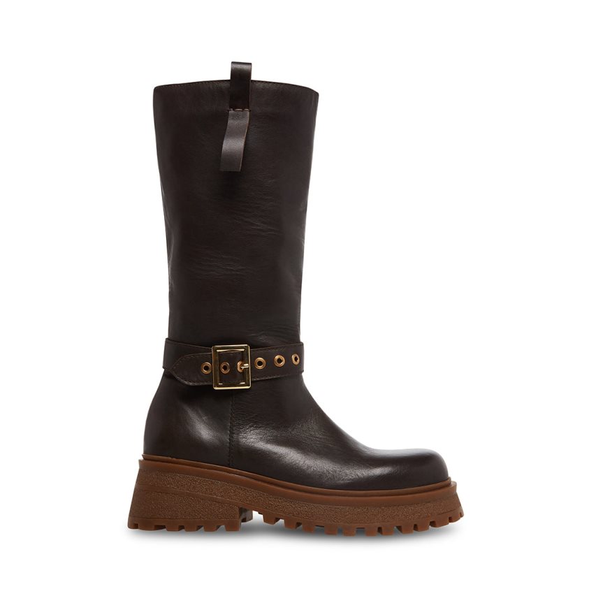 ψηλεσ μποτεσ γυναικεια Steve Madden Willow δερματινα σκούρο καφε | GR-4536FOS