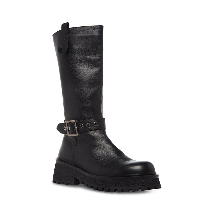 ψηλεσ μποτεσ γυναικεια Steve Madden Willow δερματινα μαυρα | GR-98O6GHC