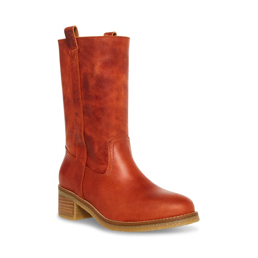 ψηλεσ μποτεσ γυναικεια Steve Madden Winny Rust δερματινα καφε | GR-739ORZQ