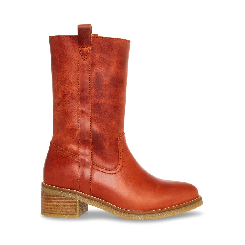 ψηλεσ μποτεσ γυναικεια Steve Madden Winny Rust δερματινα καφε | GR-739ORZQ