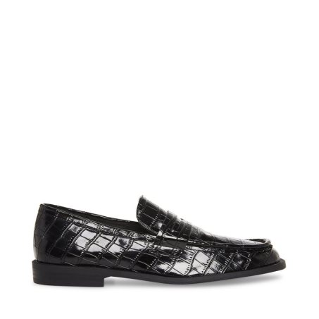 Loafers γυναικεια Steve Madden Goodman Crocodile μαυρα | GR-1784TLI