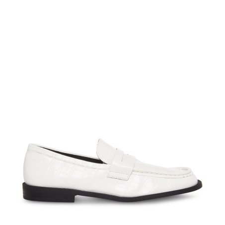 Loafers γυναικεια Steve Madden Goodman Crocodile ασπρα | GR-381OUNO