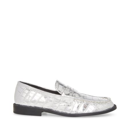 Loafers γυναικεια Steve Madden Goodman Crocodile ασημι | GR-8615NRQ