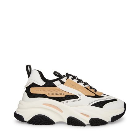 Αθλητικά Παπούτσια γυναικεια Steve Madden Possession μαυρα ασπρα Μπεζ | GR-6973PLB