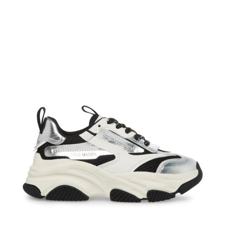 Αθλητικά Παπούτσια παιδικα Steve Madden Jpossess ασημι ασπρα μαυρα | GR-491OUEM