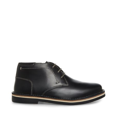 Μπότες Chukka παιδικα Steve Madden Bharkeen δερματινα μαυρα | GR-5O61ZFD