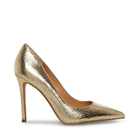 Τακούνια γυναικεια Steve Madden Evelyn Snake χρυσο χρωμα | GR-46O9MFU