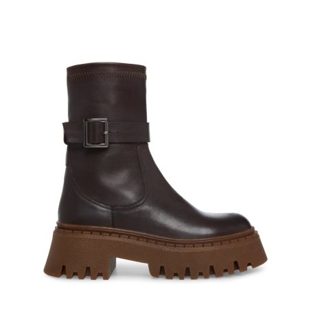 μποτακια γυναικεια Steve Madden Everly δερματινα σοκολάτα | GR-O287WTZ