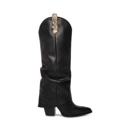 μποτεσ μεχρι το γονατο γυναικεια Steve Madden Lassy δερματινα μαυρα | GR-2876BWL