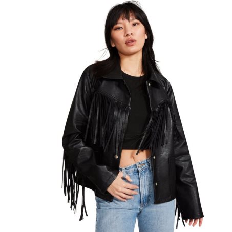 μπουφαν γυναικεια Steve Madden Fringe μαυρα | GR-5932IOC