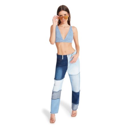 παντελονι γυναικεια Steve Madden Kylie Denim Fabric μπλε | GR-2684VPJ