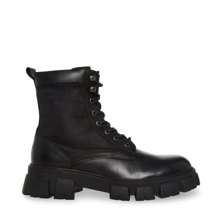 παπουτσια flatforms ανδρικα Steve Madden Cortina δερματινα μαυρα | GR-6519FZD