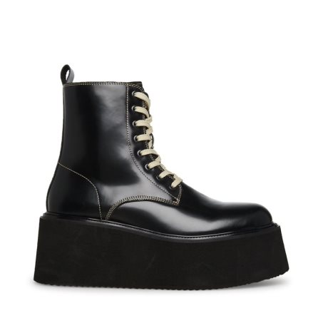παπουτσια flatforms ανδρικα Steve Madden Lazer δερματινα μαυρα | GR-74O9DHS