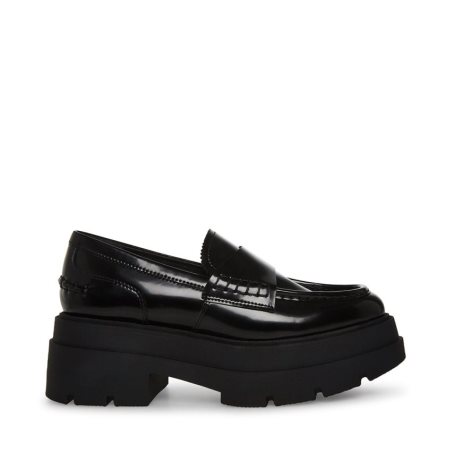 παπουτσια flatforms γυναικεια Steve Madden Gaven δερματινα μαυρα | GR-256OEKV
