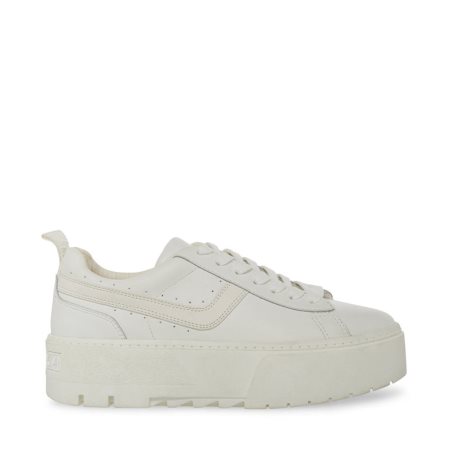 παπουτσια flatforms γυναικεια Steve Madden Rorri δερματινα ασπρα | GR-2O36ECW