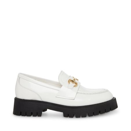παπουτσια flatforms γυναικεια Steve Madden Lando δερματινα ασπρα | GR-3481WBZ