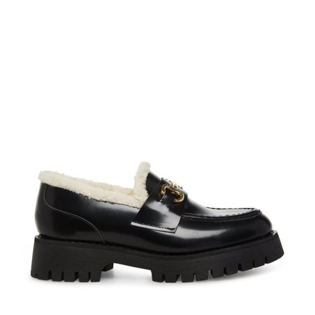 παπουτσια flatforms γυναικεια Steve Madden Lando-f δερματινα μαυρα | GR-4713VYT