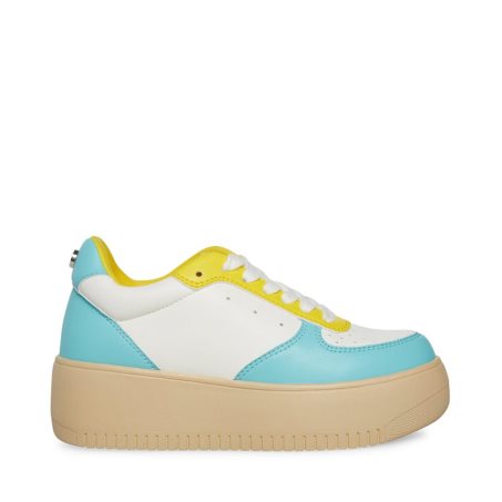 παπουτσια flatforms γυναικεια Steve Madden Rocket ασπρα μπλε | GR-8163KEF