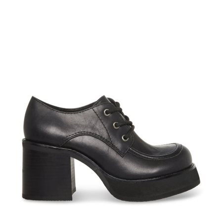 παπουτσια flatforms γυναικεια Steve Madden Hollace δερματινα μαυρα | GR-872OHWM