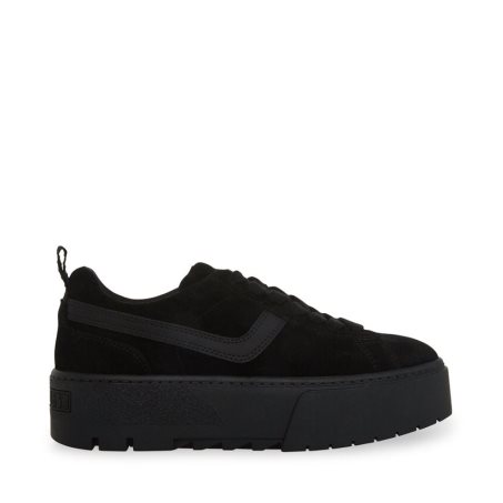 παπουτσια flatforms γυναικεια Steve Madden Rorri σουετ μαυρα | GR-O352WNR
