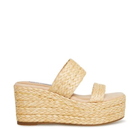 παπουτσια πλατφορμα γυναικεια Steve Madden Jane Natural Raffia Μπεζ | GR-549OORY