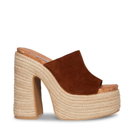 πεδιλα πλατφορμεσ γυναικεια Steve Madden Becca Chestnut σουετ καφε | GR-1425ZRY