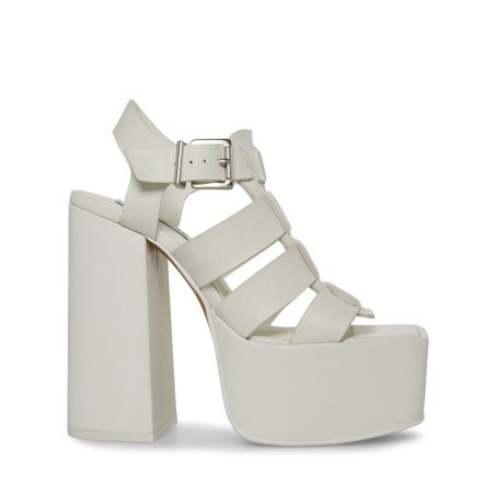 πεδιλα πλατφορμεσ γυναικεια Steve Madden Tranquil δερματινα ασπρα | GR-1852ITZ