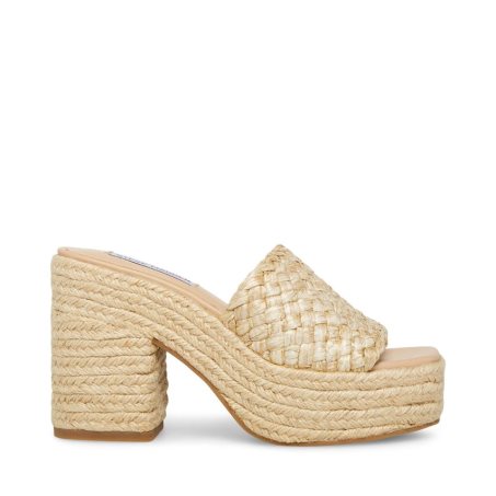 πεδιλα πλατφορμεσ γυναικεια Steve Madden Atlantic Raffia Μπεζ | GR-7168JVR