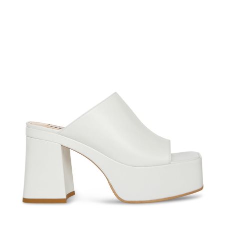 πεδιλα πλατφορμεσ γυναικεια Steve Madden Capria δερματινα ασπρα | GR-73O2IAJ