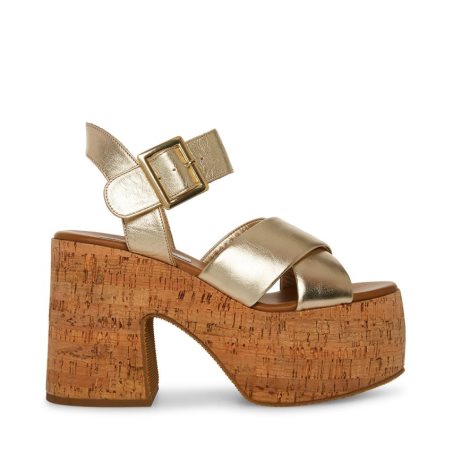 πεδιλα πλατφορμεσ γυναικεια Steve Madden Palmer δερματινα χρυσο χρωμα | GR-9752KBG