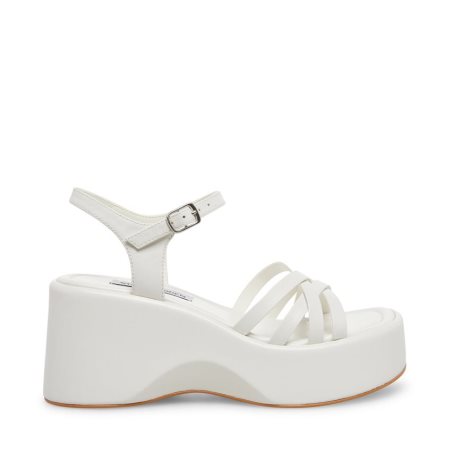πεδιλα πλατφορμεσ γυναικεια Steve Madden Crazy30 δερματινα ασπρα | GR-O842QGH