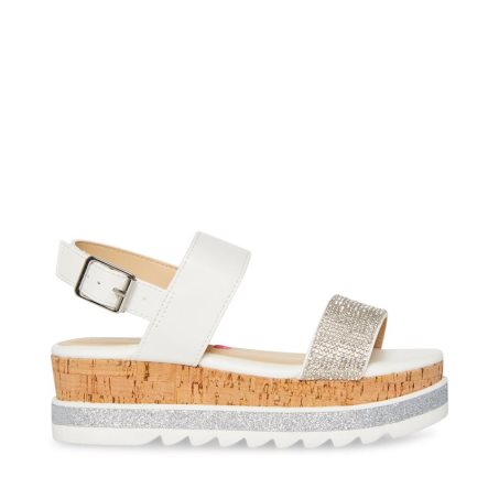 πεδιλα πλατφορμεσ παιδικα Steve Madden Jtristaa ασπρα ασημι | GR-O639GVS