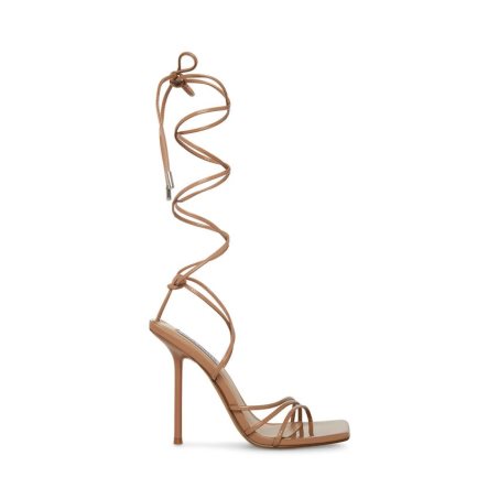 σανδαλια με τακουνι γυναικεια Steve Madden Evita λουστρινι καφε | GR-134ONRH