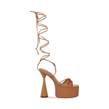 σανδαλια με τακουνι γυναικεια Steve Madden Yasmyn Natural καφε | GR-164OHYB