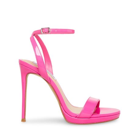 σανδαλια με τακουνι γυναικεια Steve Madden Wafer λουστρινι ροζ | GR-1928PMK