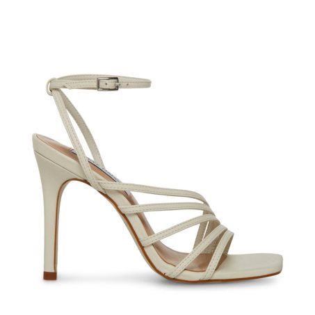 σανδαλια με τακουνι γυναικεια Steve Madden Kamila δερματινα ασπρα | GR-2167JDC