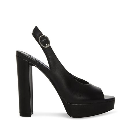 σανδαλια με τακουνι γυναικεια Steve Madden Booker δερματινα μαυρα | GR-2581RDQ
