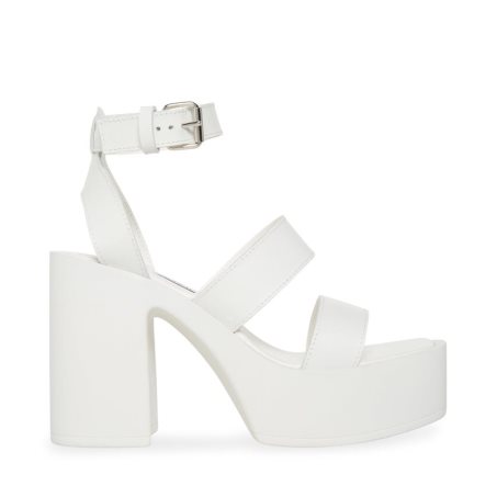 σανδαλια με τακουνι γυναικεια Steve Madden Dora δερματινα ασπρα | GR-269OMRG