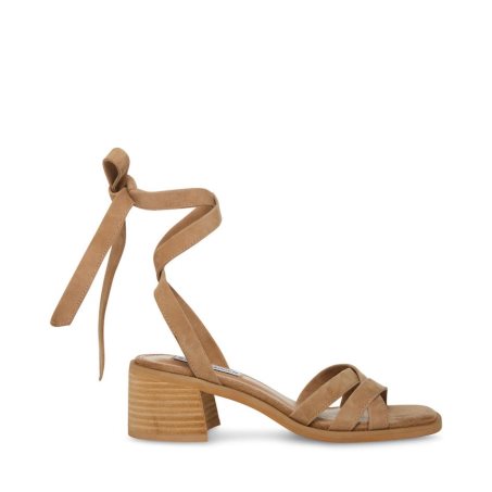 σανδαλια με τακουνι γυναικεια Steve Madden Cory Natural σουετ καφε | GR-2O67ZRN