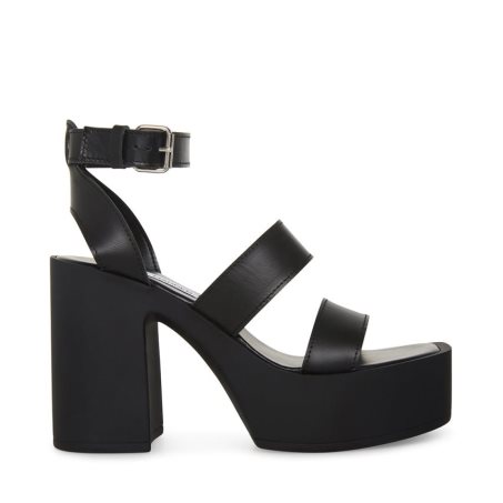σανδαλια με τακουνι γυναικεια Steve Madden Dora δερματινα μαυρα | GR-3197AEK