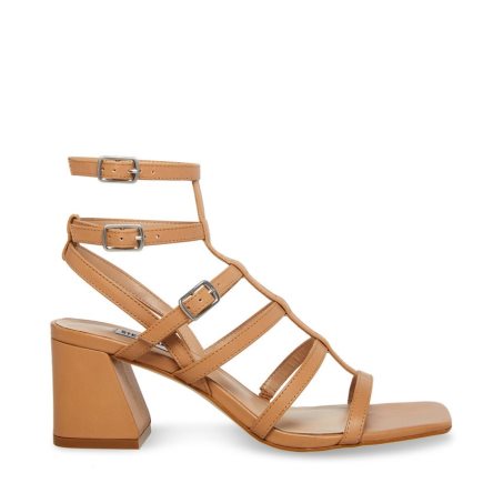 σανδαλια με τακουνι γυναικεια Steve Madden August δερματινα καφε | GR-324OZJR
