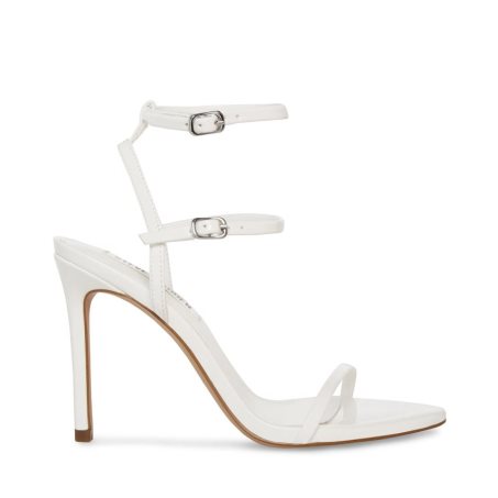 σανδαλια με τακουνι γυναικεια Steve Madden Theresa λουστρινι ασπρα | GR-3486TFQ