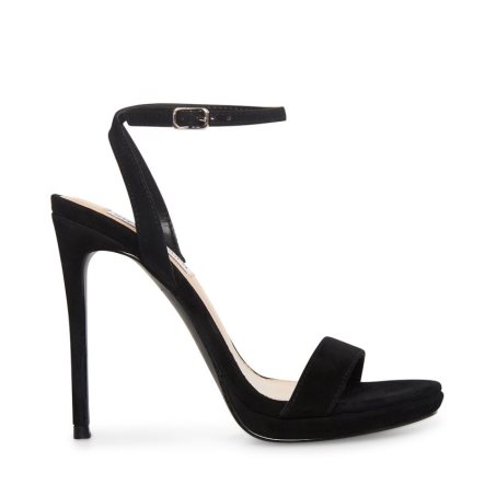 σανδαλια με τακουνι γυναικεια Steve Madden Wafer σουετ μαυρα | GR-368OXEW