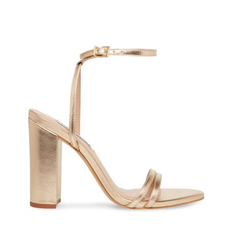 σανδαλια με τακουνι γυναικεια Steve Madden Candid δερματινα χρυσο χρωμα | GR-385OZQO