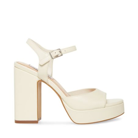 σανδαλια με τακουνι γυναικεια Steve Madden Amy δερματινα κρέμα | GR-3O48FUA