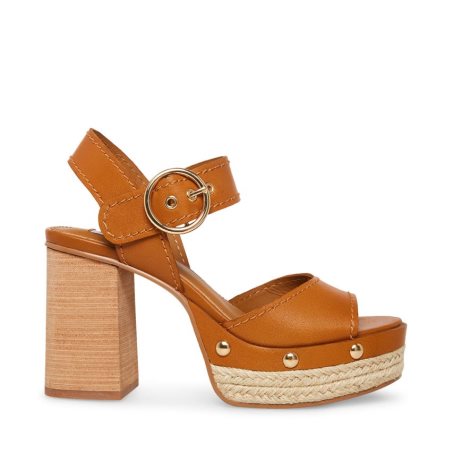 σανδαλια με τακουνι γυναικεια Steve Madden Kamille δερματινα καφε | GR-4152QGK