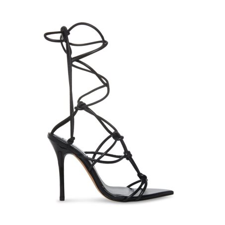 σανδαλια με τακουνι γυναικεια Steve Madden Buffy δερματινα μαυρα | GR-4738MIL